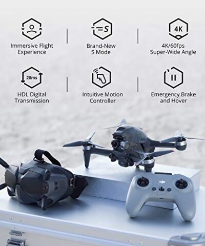DJI FPV Combo First Person View Drone UAV Quadcopter with 4K Camera S Flight Mode Super Wide 150 FOV HD Low Latency Transmission Emergency Brake and Hover Gray 0 1