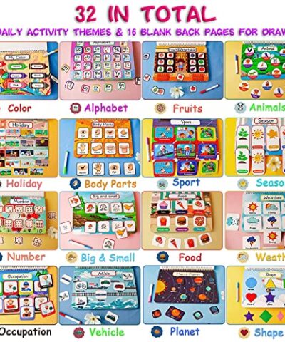 HeyKiddo Toddler Busy Book 2022 Newest Autism Toys for Kids Preschool Learning Activity Binder Educational Book for Autism Special Needs Drawing Book for Home School Learning 0 1