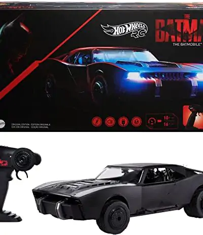 Hot Wheels RC The Batman Batmobile Remote Controlled 110 Scale Toy Vehicle from The Movie USB Rechargeable Controller Gift for Fans of Cars Comics Kids 5 Years Old Up Amazon Exclusive 0