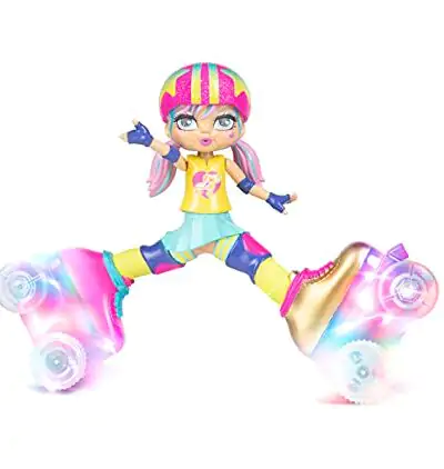 Rock N Rollerskate Doll Rainbow Riley Light Up Remote Control Rollerskating Doll Plays Music and Skates 10 H 0 0