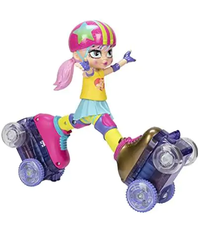 Rock N Rollerskate Doll Rainbow Riley Light Up Remote Control Rollerskating Doll Plays Music and Skates 10 H 0 2