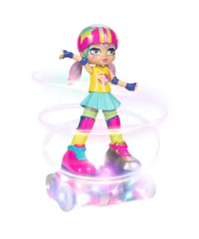 Rock N Rollerskate Doll Rainbow Riley Light Up Remote Control Rollerskating Doll Plays Music and Skates 10 H 0