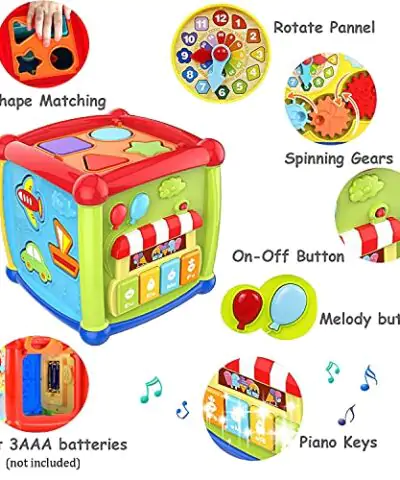 LAGERFEY Early Learning Shape Sorter Baby Toys 6 to 12 Months Educational Music and Light Baby Toys 12 to 18 Months Activity Cube Christmas Birthday Gifts Toys for 1 2 3 Years Old Boys and Girls 0 3