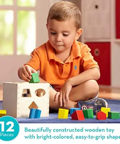 Melissa Doug Shape Sorting Cube Classic Wooden Toy With 12 Shapes Classic Kids Toys Classic Wooden Toddler Toys Shape Sorter Toys For Toddlers Ages 2 0 0