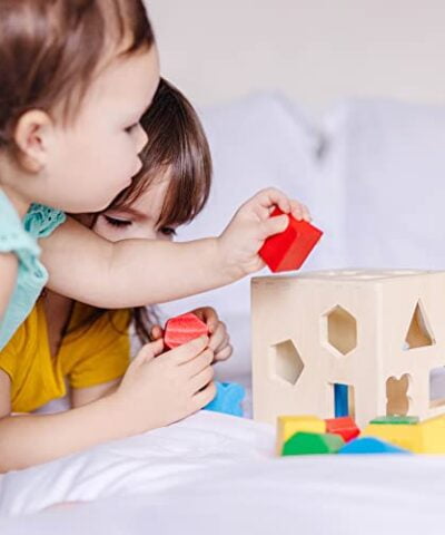 Melissa Doug Shape Sorting Cube Classic Wooden Toy With 12 Shapes Classic Kids Toys Classic Wooden Toddler Toys Shape Sorter Toys For Toddlers Ages 2 0 1