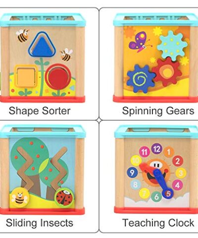 TOP BRIGHT Activity Cube Toys for 1 Year Old Boy Girl Montessori Wooden Toys for Toddlers One Year Old First Birthday Gift Baby Toy for 12 18 Months with Bead Maze Shape Sorter 0 1