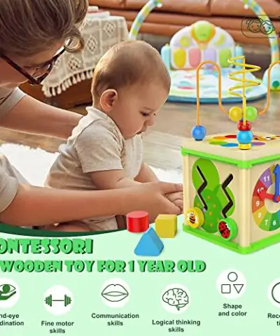TOP BRIGHT Montessori Toys for 1 Year Old Boy Gifts Wooden Activity Cube Toys for 1 Year Old Girl Educational One Year Old Toys Learning Baby Toys for 12 Months 0 0