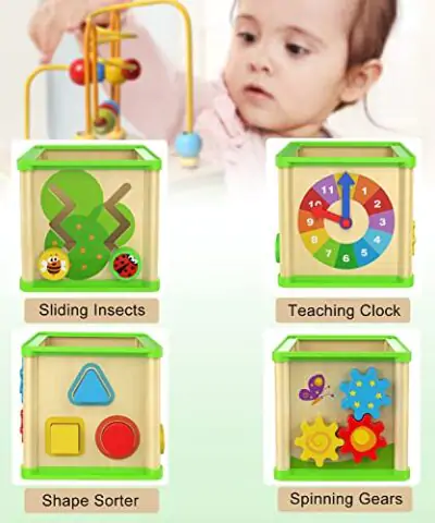 TOP BRIGHT Montessori Toys for 1 Year Old Boy Gifts Wooden Activity Cube Toys for 1 Year Old Girl Educational One Year Old Toys Learning Baby Toys for 12 Months 0 1