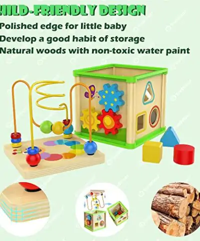 TOP BRIGHT Montessori Toys for 1 Year Old Boy Gifts Wooden Activity Cube Toys for 1 Year Old Girl Educational One Year Old Toys Learning Baby Toys for 12 Months 0 3
