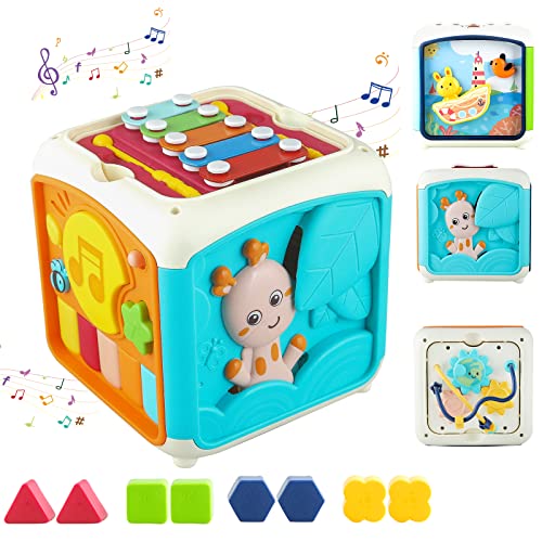Tikooere-Activity-Cube-Toy-for-Baby7-in-1-Multi-Function-Play-Cube-with-Music-KeyboardDrum-and-XylophoneEducational-Musical-Toy-Gifts-for-Toddlers-Kids-Boys-Girls-1-2-3-4-5-6-Years-OldBlue-0