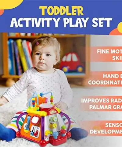 Toysery Baby Activity Center Toddler Kids Learning Skill Development Cube with Lights Music Enhance Skill Development with a 15 in 1 Game Functions Toy 0 1