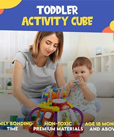 Toysery Baby Activity Center Toddler Kids Learning Skill Development Cube with Lights Music Enhance Skill Development with a 15 in 1 Game Functions Toy 0 2