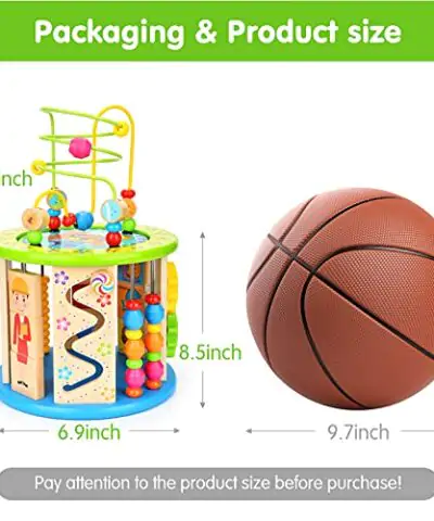 Victostar Activity Cube 10 in 1 Bead Maze Multipurpose Educational Toy Wood Shape Color Sorter for Boys Girls 0 3
