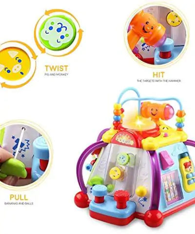 Woby Musical Activity Cube Toy Development Educational Game Play Learning Center Toy for 1 Year Old Baby Toddler Boy and Girl 0 0