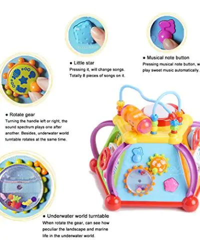 Woby Musical Activity Cube Toy Development Educational Game Play Learning Center Toy for 1 Year Old Baby Toddler Boy and Girl 0 2