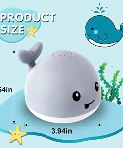 2022 Upgraded Baby Bath Toys 1500 mAh Rechargeable Bath Toys with Double Layer Waterproof Light Up Whale Spray Water Bathtub Toys for Toddlers Infant Kids Boys Girls Pool Bathroom Baby Toy 0 3