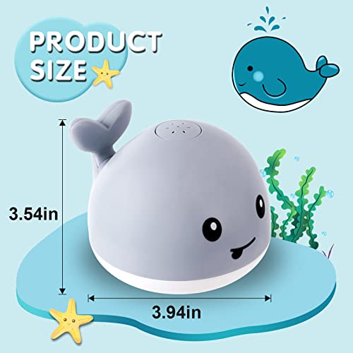 2022 Upgraded Baby Bath Toys 1500 mAh Rechargeable Bath Toys with Double Layer Waterproof Light Up Whale Spray Water Bathtub Toys for Toddlers Infant Kids Boys Girls Pool Bathroom Baby Toy 0 3