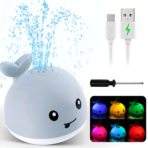 Light Up Whale Spray Water Bathtub Toy, Double Layer Waterproof