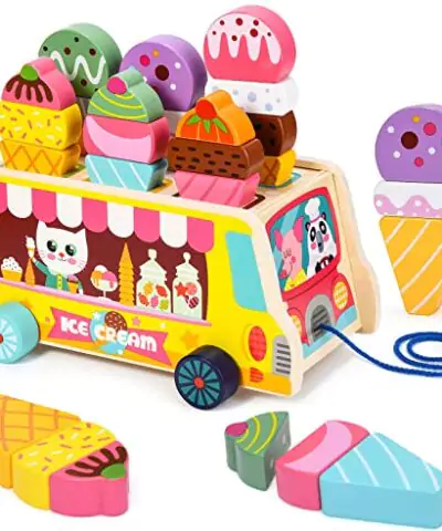 Atoylink Wooden Ice Cream Cart Toys to Experience the Joy of Pretend Play