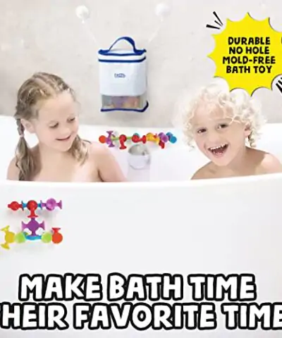 BUNMO Suction Bath Toys 24pcs Connect Build Create No Mold Bath Toy Hours of Fun Creativity Stimulating Addictive Sensory Suction Toy 0 0