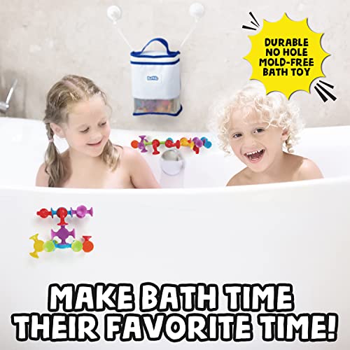 BUNMO Suction Bath Toys 24pcs Connect Build Create No Mold Bath Toy Hours of Fun Creativity Stimulating Addictive Sensory Suction Toy 0 0