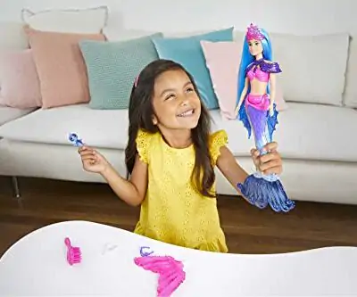 Barbie Mermaid Malibu Doll with Seahorse Pet and Accessories Mermaid Toys with Interchangeable Fins 0 0