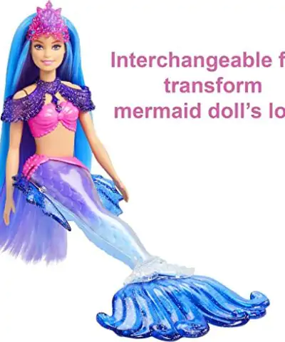 Barbie Mermaid Malibu Doll with Seahorse Pet and Accessories Mermaid Toys with Interchangeable Fins 0 2
