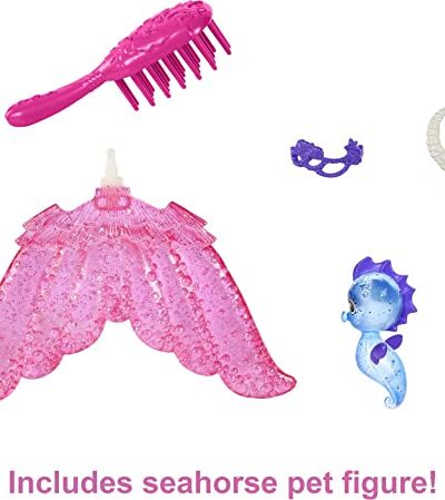 Barbie Mermaid Malibu Doll with Seahorse Pet and Accessories Mermaid Toys with Interchangeable Fins 0 3