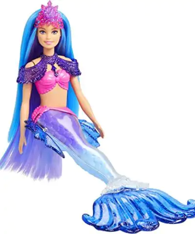 Barbie Mermaid Malibu Doll with Seahorse Pet and Accessories Mermaid Toys with Interchangeable Fins 0