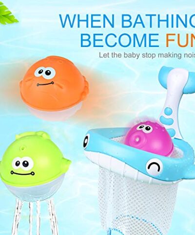 Bath Toy Sets 36 Foam Bath Letters and Numbers Floating Squirts Animal Toys Set with Fishing Net and Organizer Bag Fish Catching Game for Babies Infants Toddlers Bathtub Time 0 1