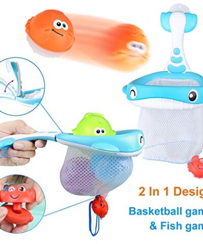 Bath Toy Sets 36 Foam Bath Letters and Numbers Floating Squirts Animal Toys Set with Fishing Net and Organizer Bag Fish Catching Game for Babies Infants Toddlers Bathtub Time 0 2