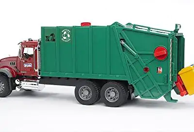 Bruder 02812 Mack Granite Rear Loading Garbage Truck Ruby Red Green 0 0