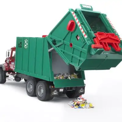 Bruder 02812 Mack Granite Rear Loading Garbage Truck Ruby Red Green 0 3