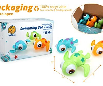 DUCKBOXX XX Bath Toys Wind up Swimming Sea Turtles for Kids 18M 3pcs 0 3
