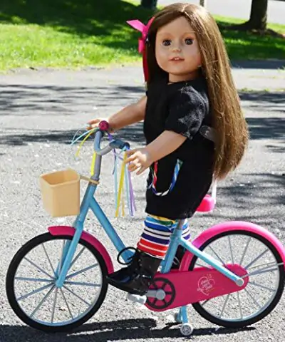 Doll Bicycle Bicycle with Streamers Basket for 18 Dolls 0 1