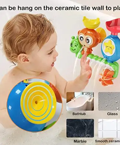 G WACK Bath Toys for Toddlers Age 1 2 3 Year Old Girl Boy Preschool New Born Baby Bathtub Water Toys Durable Interactive Multicolored Infant Toy Lovely Monkey Caterpillar 2 Strong Suction Cups 0 1
