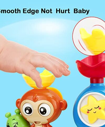 G WACK Bath Toys for Toddlers Age 1 2 3 Year Old Girl Boy Preschool New Born Baby Bathtub Water Toys Durable Interactive Multicolored Infant Toy Lovely Monkey Caterpillar 2 Strong Suction Cups 0 3
