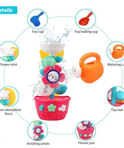 Girl Bath Toys Bathtub Toys for Toddlers Babies Kids 2 3 4 Year Old Girls Boys Gifts with 1 Mini Sprinkler 2 Toys Cups Strong Suction Cups Gifts Ideal with Color Box 0 2