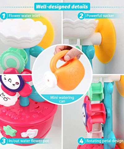 Girl Bath Toys Bathtub Toys for Toddlers Babies Kids 2 3 4 Year Old Girls Boys Gifts with 1 Mini Sprinkler 2 Toys Cups Strong Suction Cups Gifts Ideal with Color Box 0 3