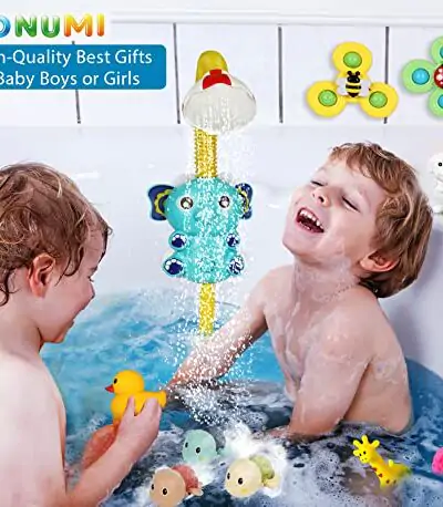 Gonumi Baby Bath Bathtub Toy with Shower Head Suction Cup Spinner Swimming Turtle Toys Gifts for 6 to 12 Months Toddlers 1 3 Kids Age 2 44 8 Water Gift Boys Girls New Born 0 2