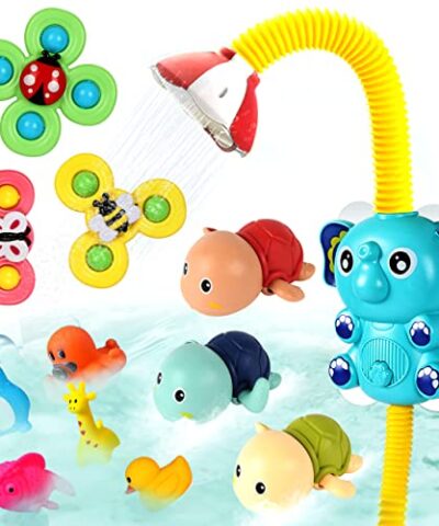 Gonumi Baby Bath Bathtub Toy with Shower Head Suction Cup Spinner Swimming Turtle Toys Gifts for 6 to 12 Months Toddlers 1 3 Kids Age 2 44 8 Water Gift Boys Girls New Born 0