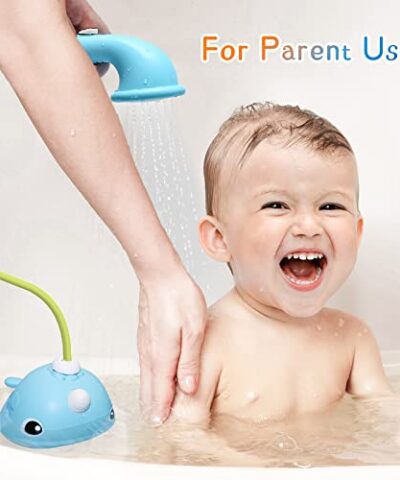 KINDIARY Bath Toy Narwhal Baby Bath Shower Head Battery Operated Bathtub Water Pump with Trunk Spout Rinser for Infants Toddlers Kids Super Fun in Tub or Sink for Boys Girls 0 0