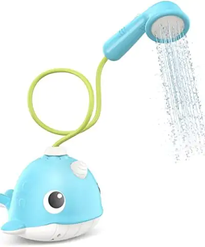 KINDIARY Bath Toy Narwhal Baby Bath Shower Head Battery Operated Bathtub Water Pump with Trunk Spout Rinser for Infants Toddlers Kids Super Fun in Tub or Sink for Boys Girls 0