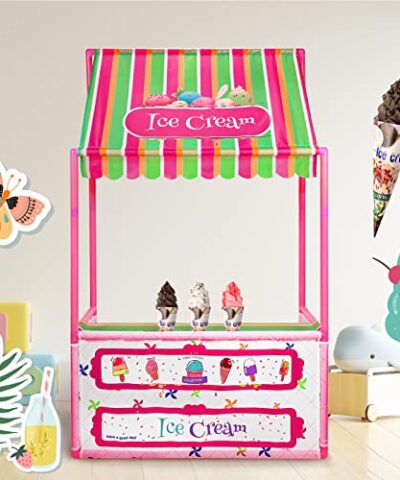 Karsspor Ice Cream Play Store Ice Cream Cart with 3 PCS Pretend Ice Cream Kids Playhouse Indoor Outdoor Great for Girls and Boys Ages 3 0 3