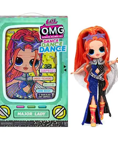 LOL Surprise OMG Dance Dance Dance Major Lady Fashion Doll with 15 Surprises Including Magic Black Light Shoes Hair Brush Doll Stand and TV Package A Great Gift for Girls Ages 4 0