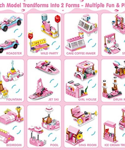 LUKAT STEM Building Sets for Girls 553 PCS Ice Cream Trucks Toys for 6 Year Old Kids 25 Models Food Cars Construction Building Block Kits Educational Toys Gifts for Age 6 12 Year Old Kids 0 1