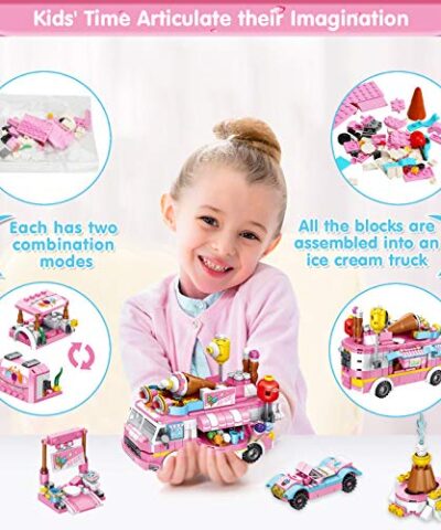 LUKAT STEM Building Sets for Girls 553 PCS Ice Cream Trucks Toys for 6 Year Old Kids 25 Models Food Cars Construction Building Block Kits Educational Toys Gifts for Age 6 12 Year Old Kids 0 2