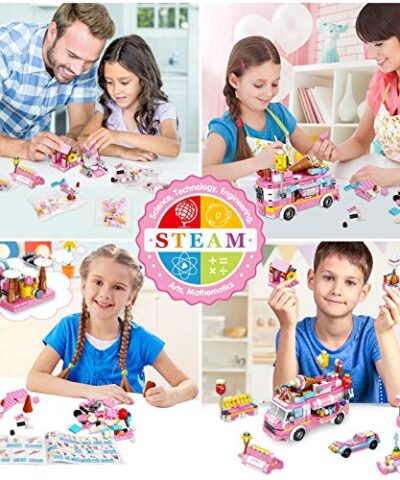LUKAT STEM Building Sets for Girls 553 PCS Ice Cream Trucks Toys for 6 Year Old Kids 25 Models Food Cars Construction Building Block Kits Educational Toys Gifts for Age 6 12 Year Old Kids 0 3
