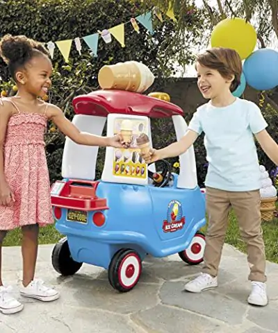 Little Tikes Cozy Ice Cream Truck Cozy Coupe Ride On Car Kid and Parent Powered Ice Cream Truck Music Including Accessories Gift for Kids Toy for Girls and Boys Ages 15 to 5 Years Old 0 1