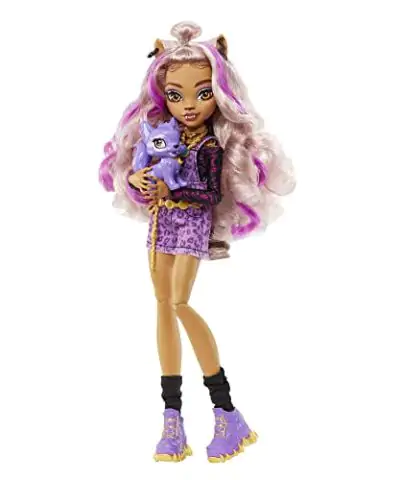 Monster High Doll Clawdeen Wolf with Accessories and Pet Dog Posable Fashion Doll with Purple Streaked Hair 0 1